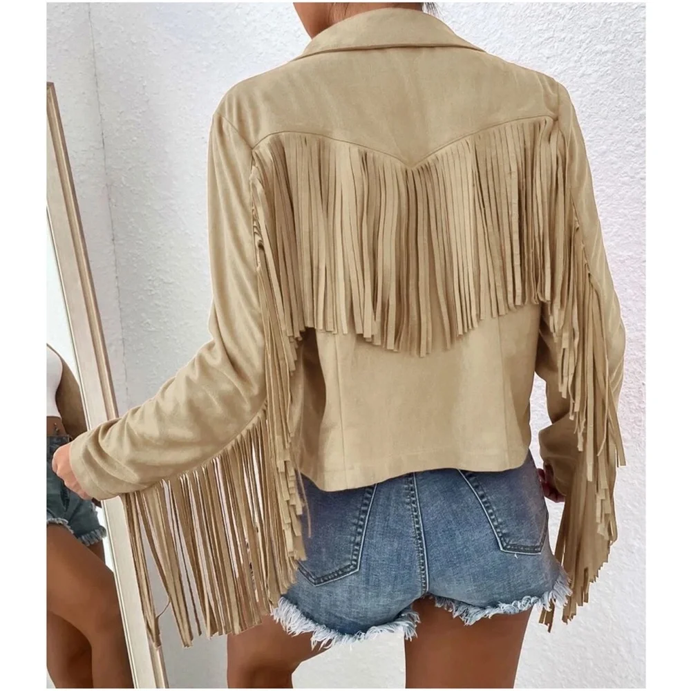 Western Open Front Fringe Boho Jacket - Picture 7 of 14